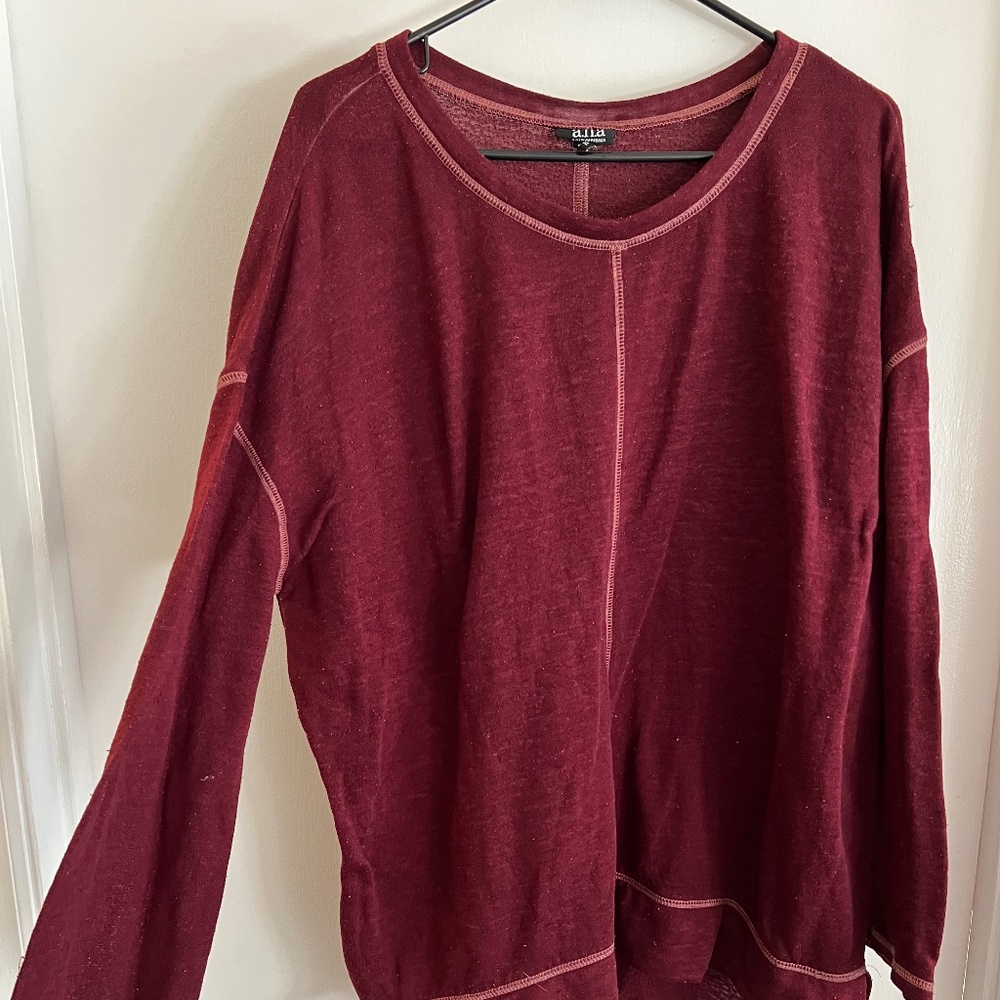 a.n.a Long Sleeve Light Sweater Maroon XL $10